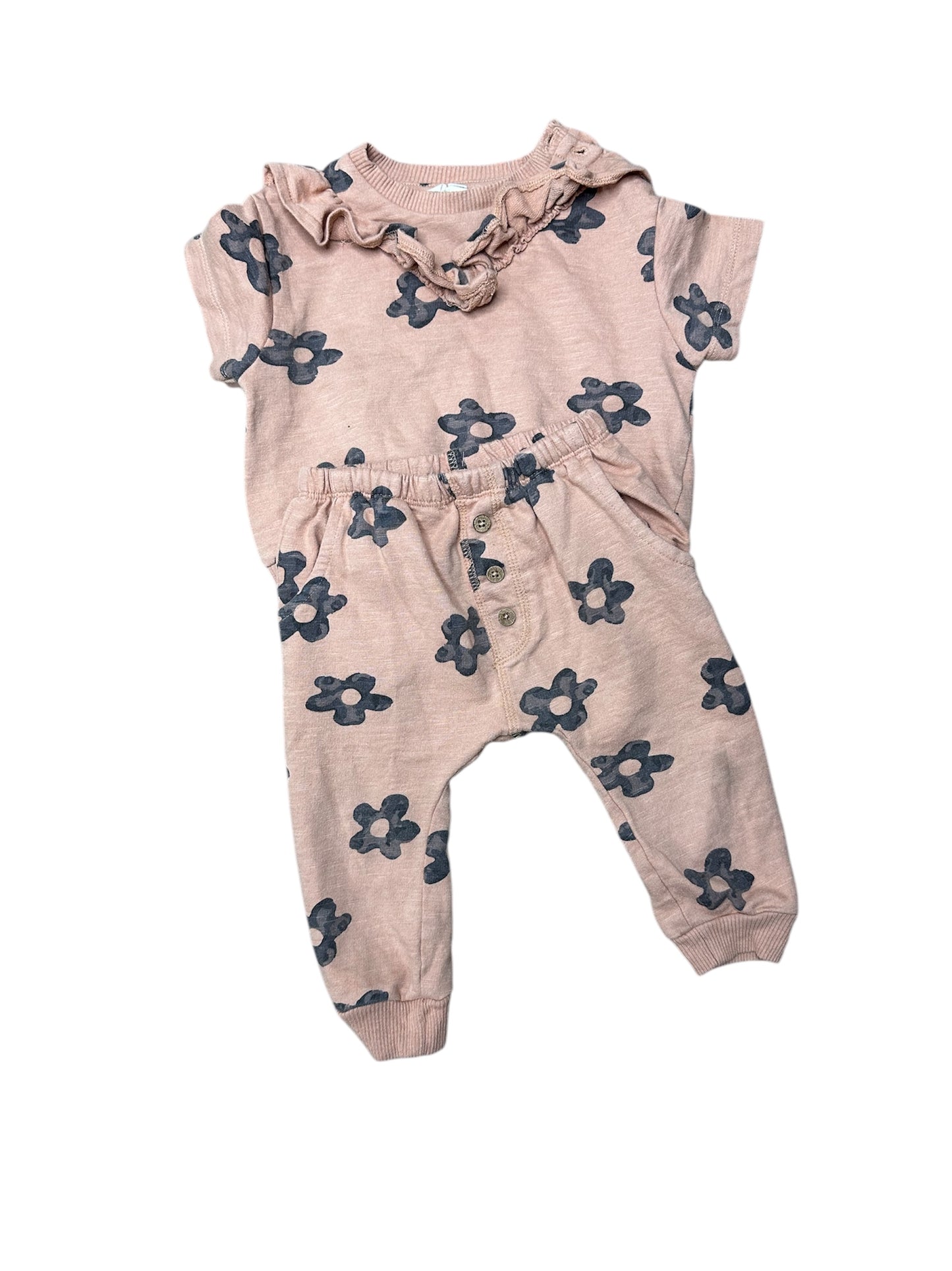 Beige Flower 2pc set (18m)