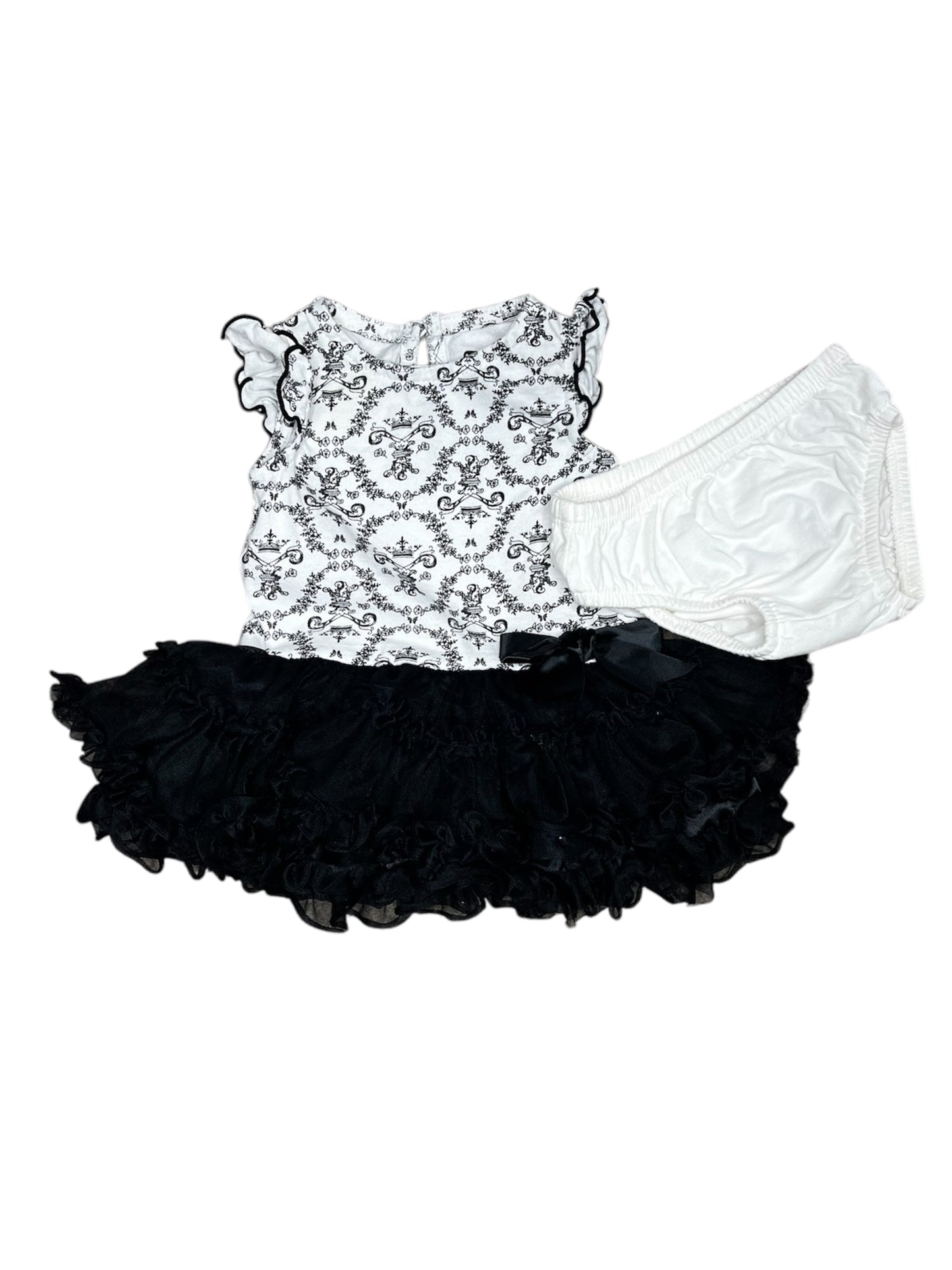 Baby Glam Ruffle Dress with bloomers (3m)